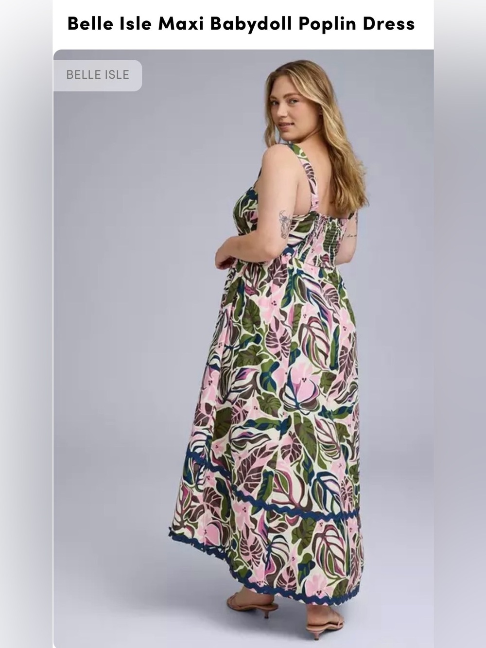 NWT Torrid Belle Isle Maxi Babydoll Poplin Dress - Size 2 (2X / 18-20) - Picture 5 of 6